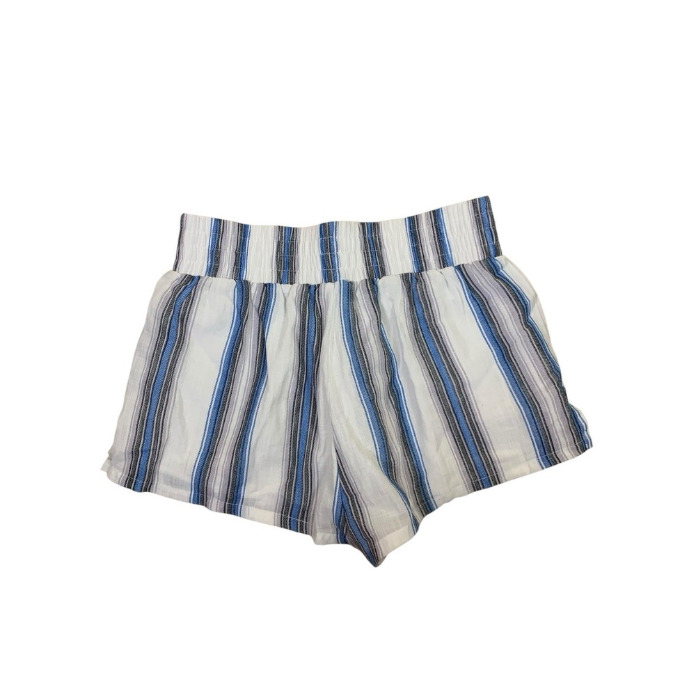 Vacate The Label Blue White Striped Linen Blend Pull On Shorts Small - Picture 2 of 4